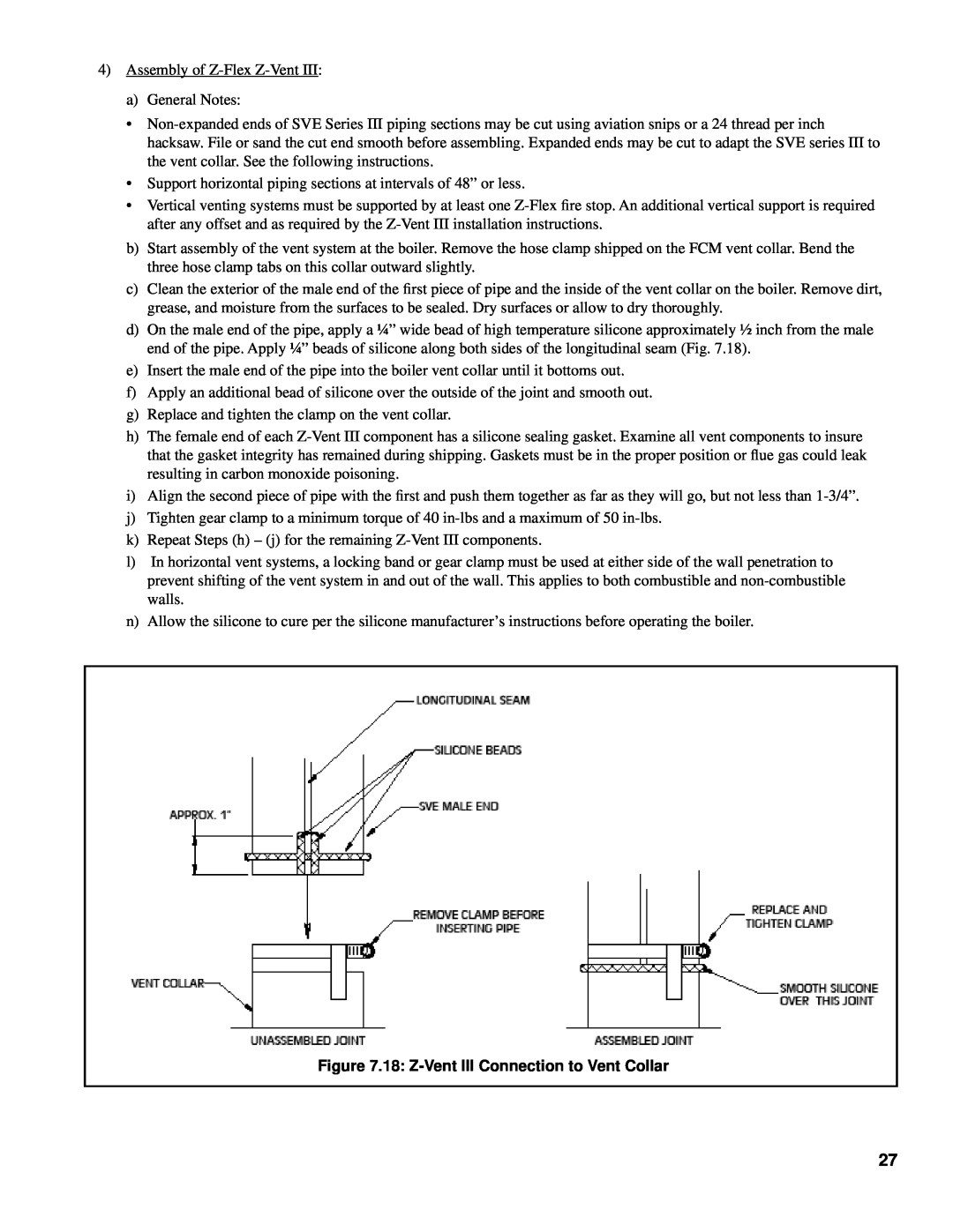 Burnham 101008-01R1-2/07 manual 18 Z-VentIII Connection to Vent Collar 