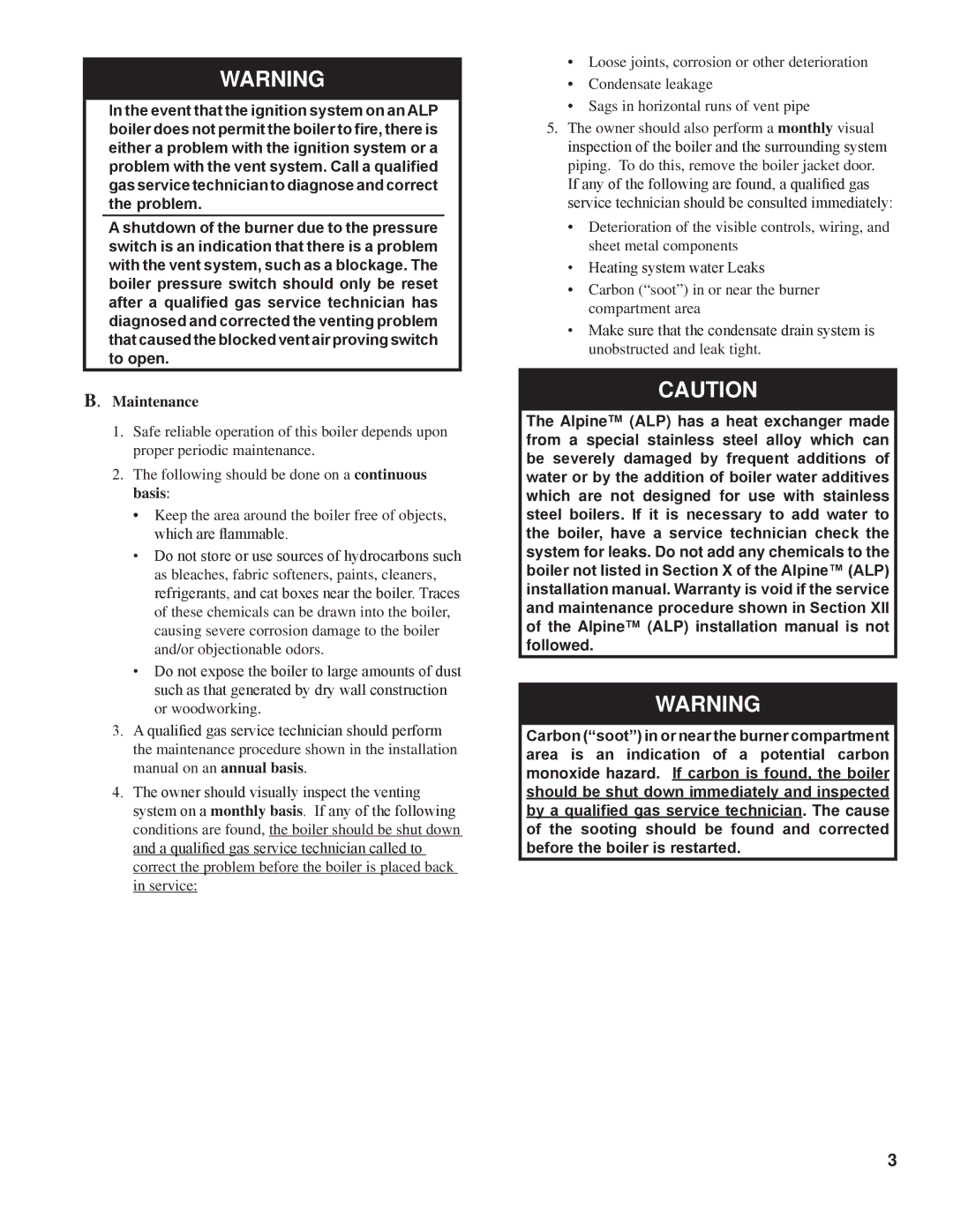 Burnham 101603-01R2-12/09 manual Maintenance 