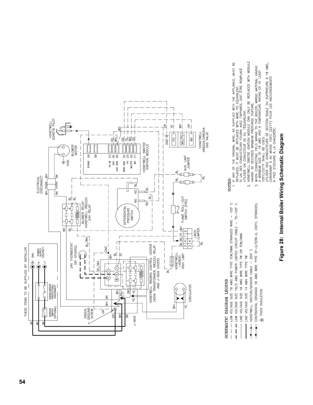 Burnham 1100-H4 manual Internal Boiler Wiring Schematic Diagram 
