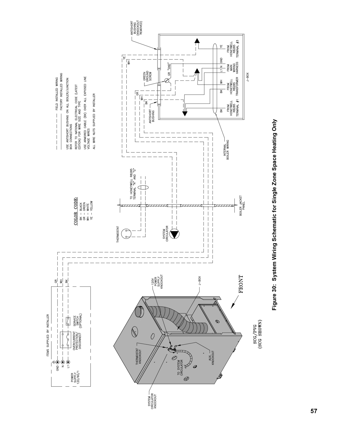 Burnham 1100-H4 manual System Wiring Schematic for Single Zone Space Heating Only 