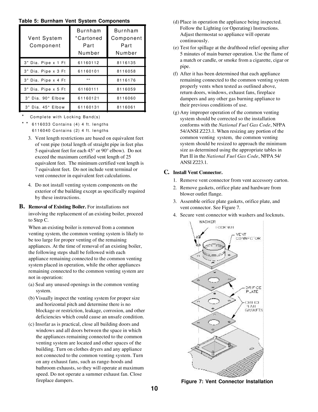 Burnham 20_PV_I manual Burnham Vent System Components, Install Vent Connector 