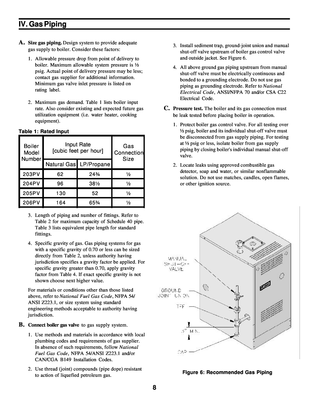 Burnham 20_PV_I manual IV. Gas Piping 