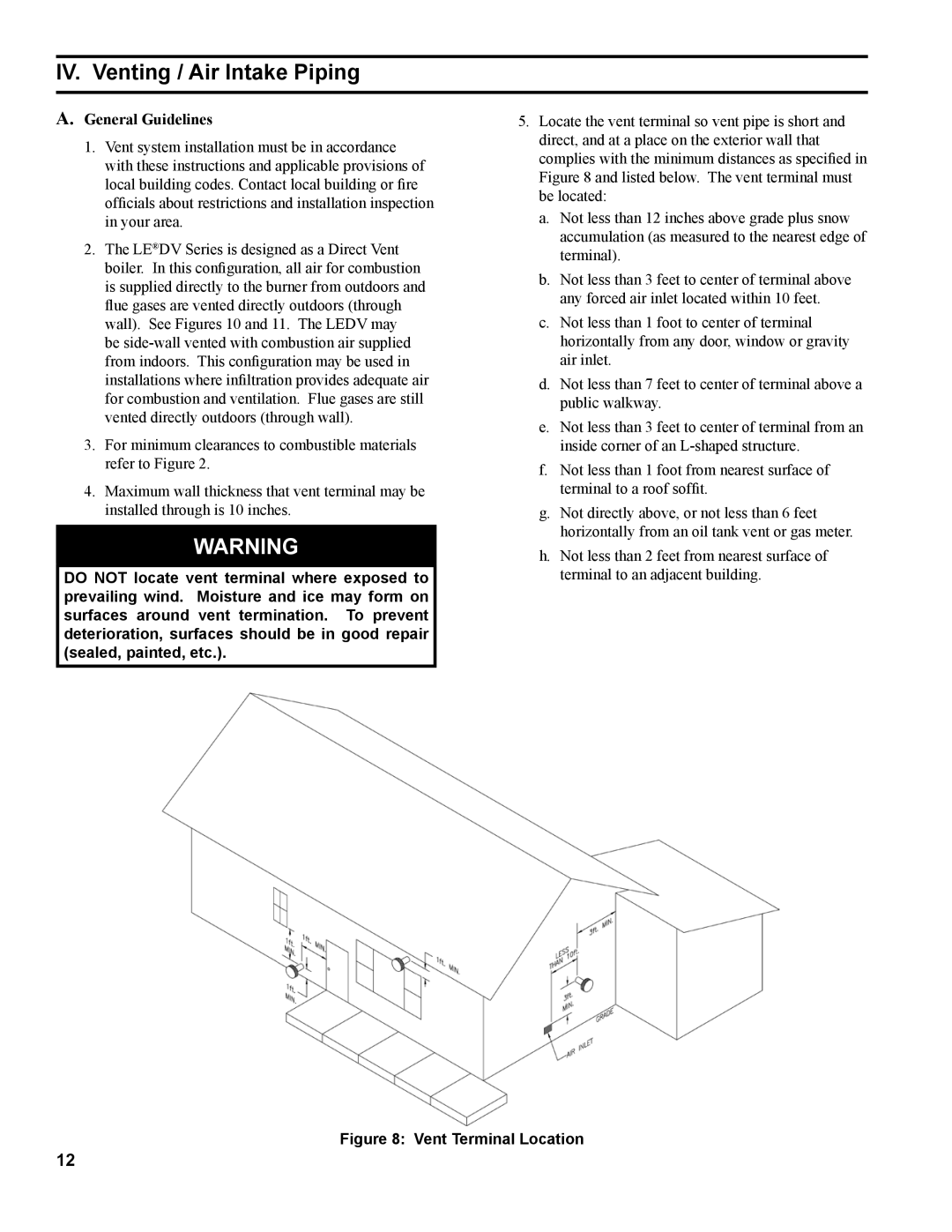 Burnham 81433101R16-1/10 manual IV. Venting / Air Intake Piping, General Guidelines 