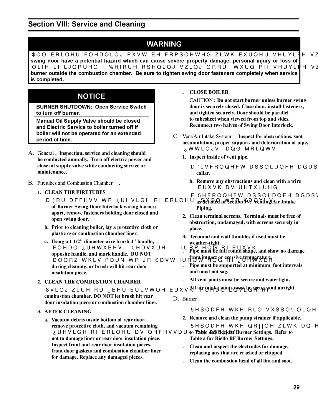 Burnham 81433101R16-1/10 manual Section Viii Service and Cleaning, Firetubes and Combustion Chamber, Burner 