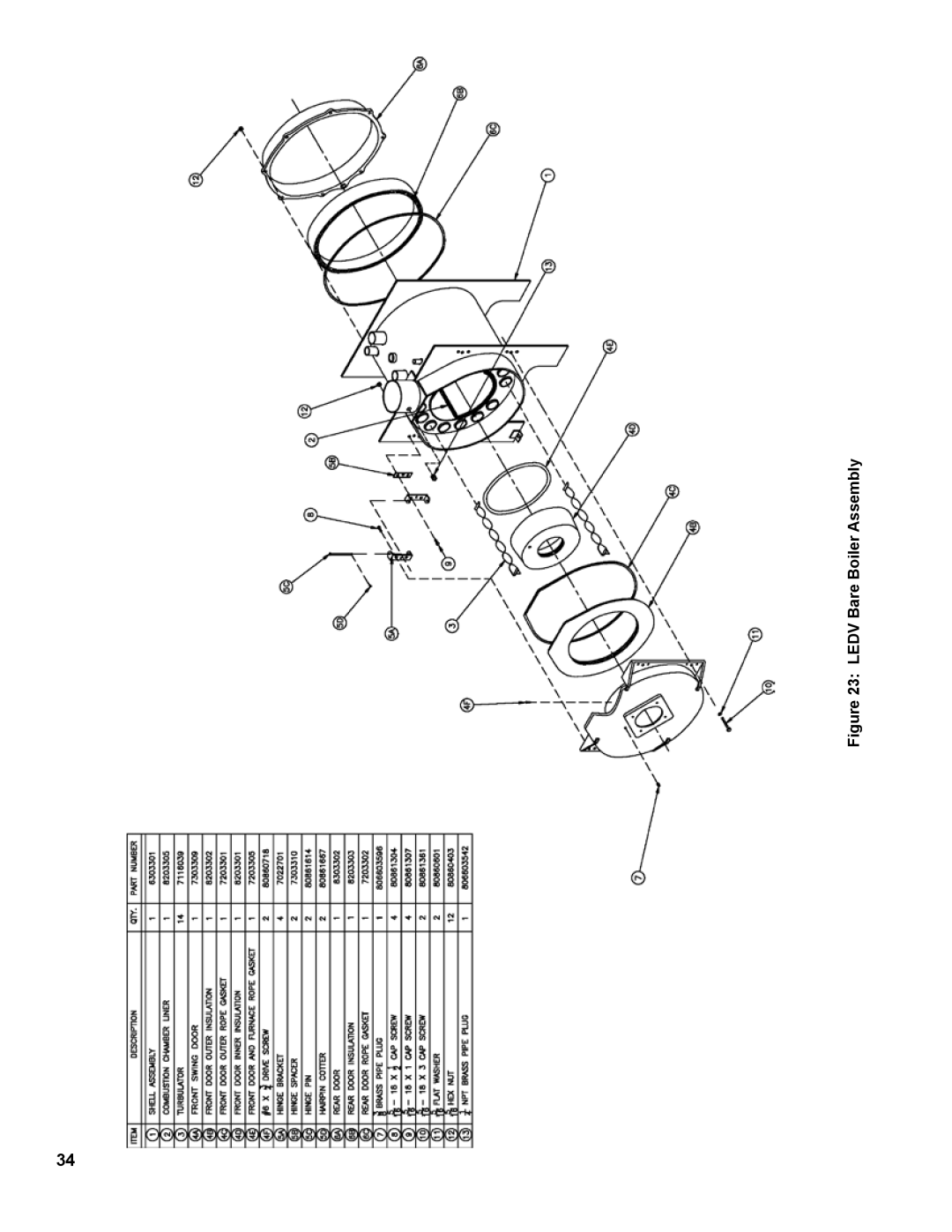 Burnham 81433101R16-1/10 manual Ledv Bare Boiler Assembly 