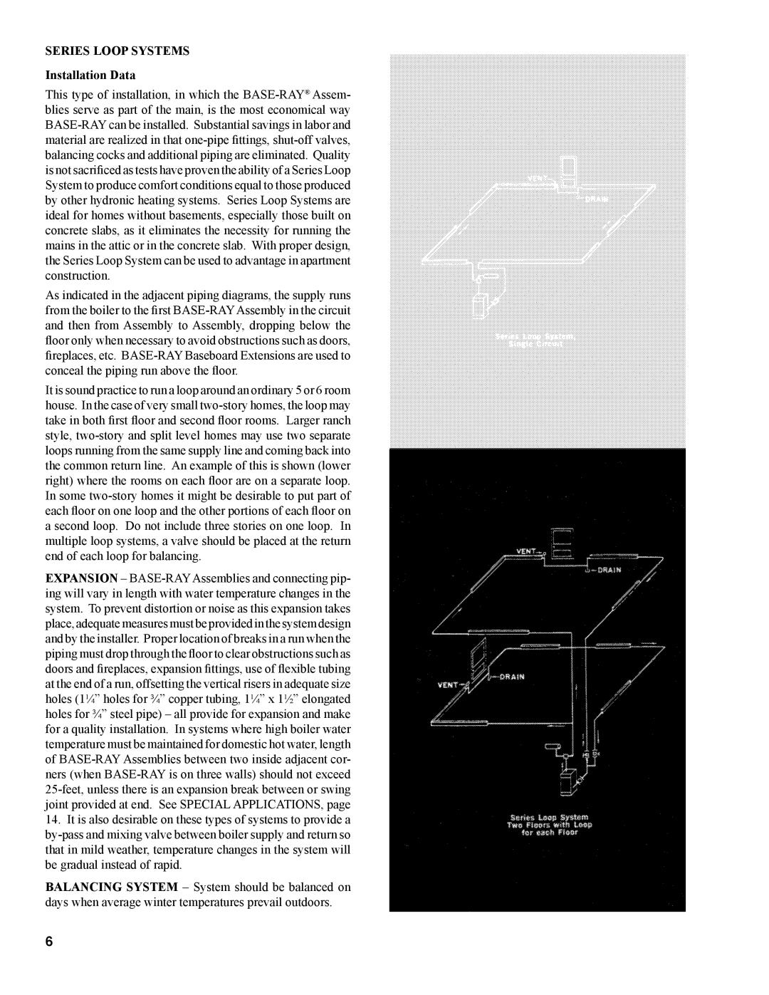 Burnham 81441001R8-3/06 installation instructions Series Loop Systems, Installation Data 