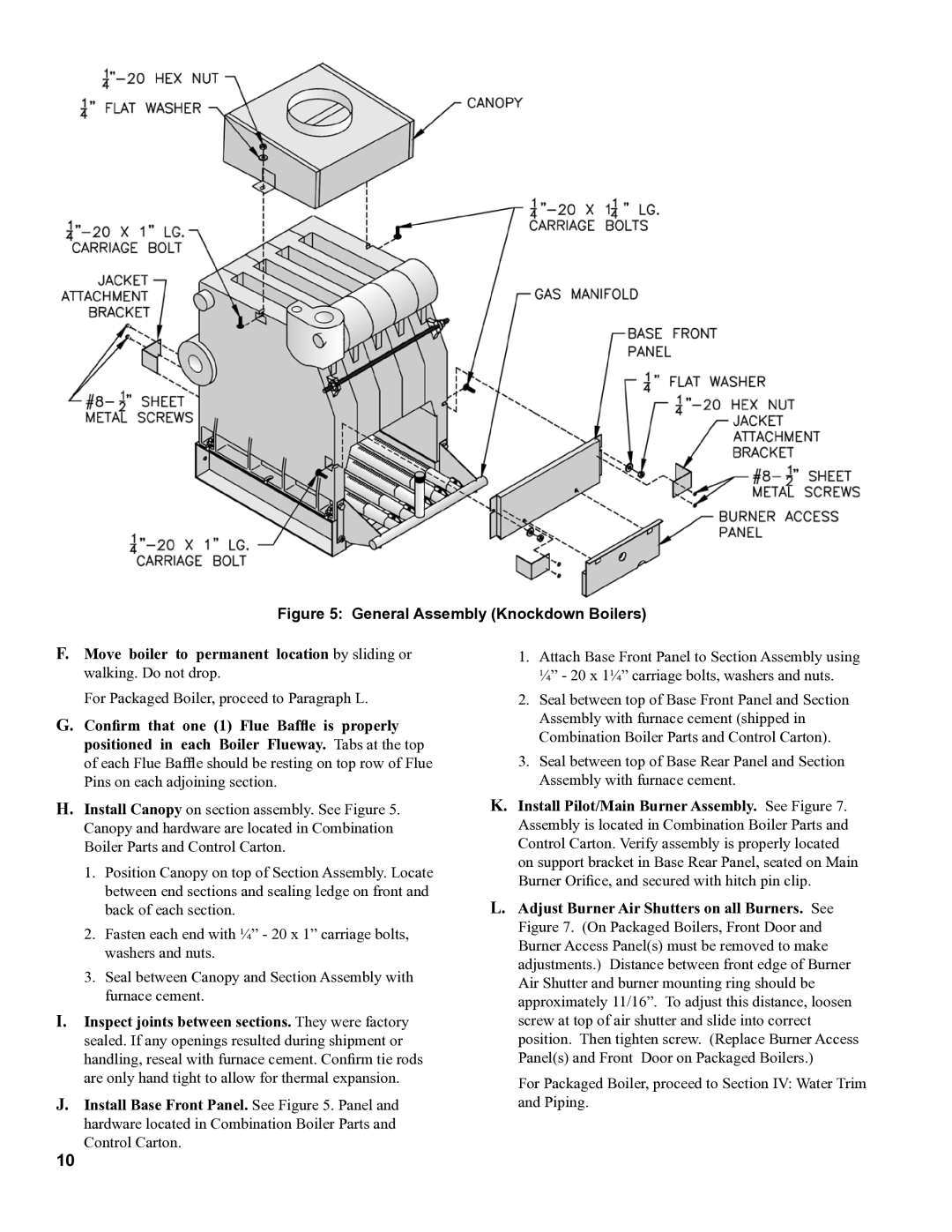 Burnham 8H manual General Assembly Knockdown Boilers 