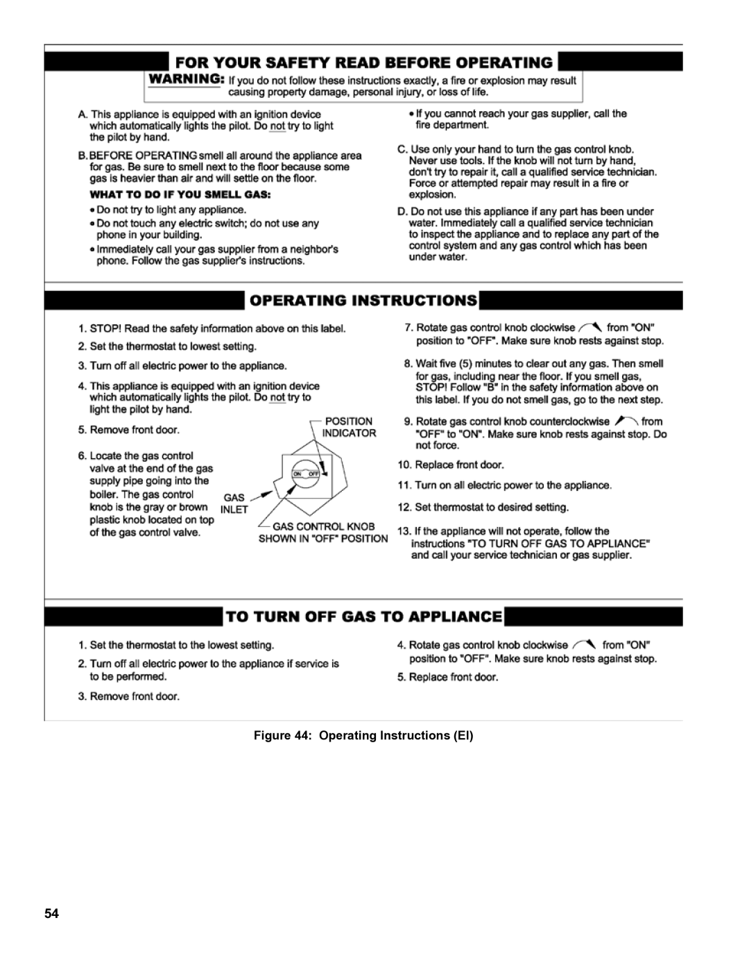 Burnham 8H manual Operating Instructions EI 