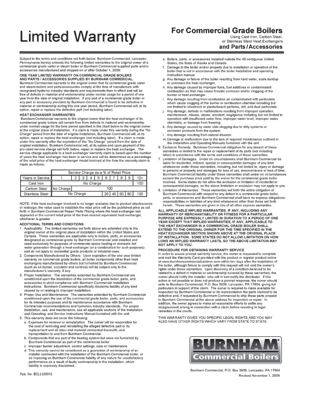 Burnham 8H manual 