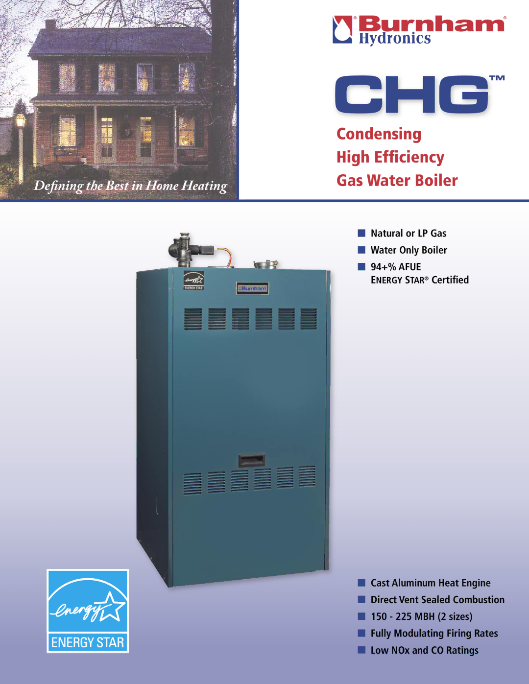 Burnham `A' `B' `C' `D' `E manual Condensing High Efﬁciency Gas Water Boiler 