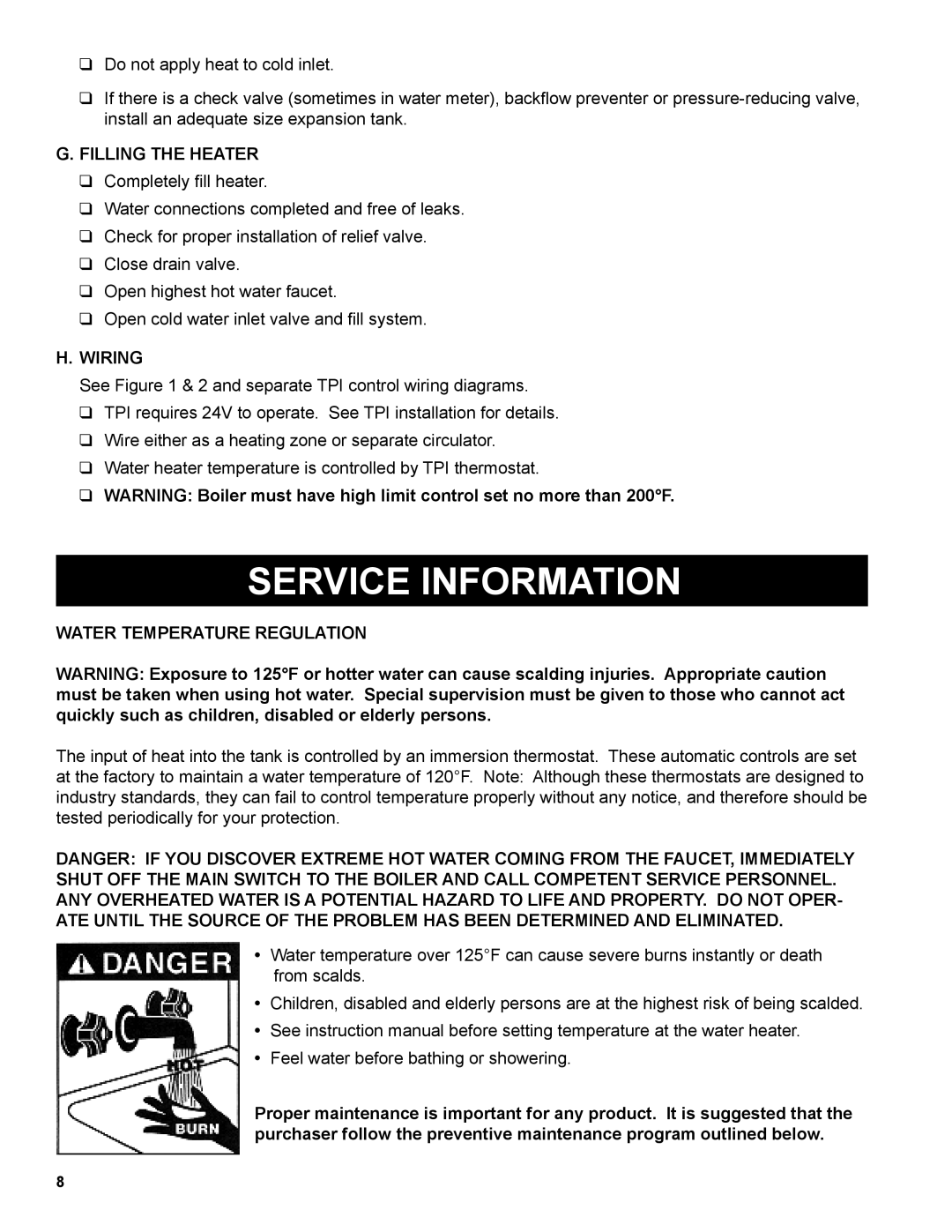 Burnham AL SL warranty Service Information, Wiring, Water Temperature Regulation 