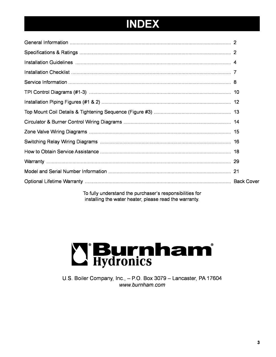 Burnham AL SL warranty Index 