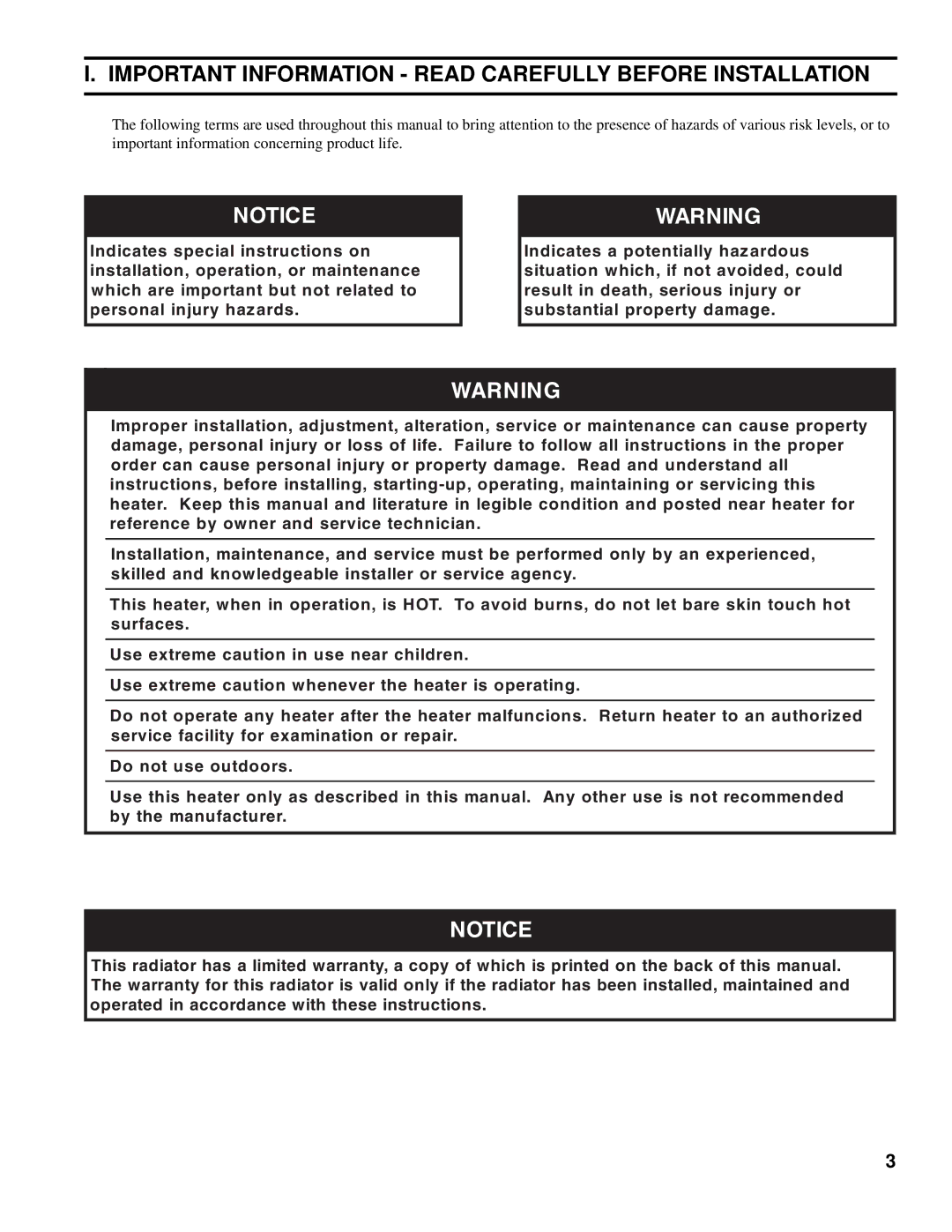 Burnham BV, BH manual Important Information Read Carefully Before Installation 