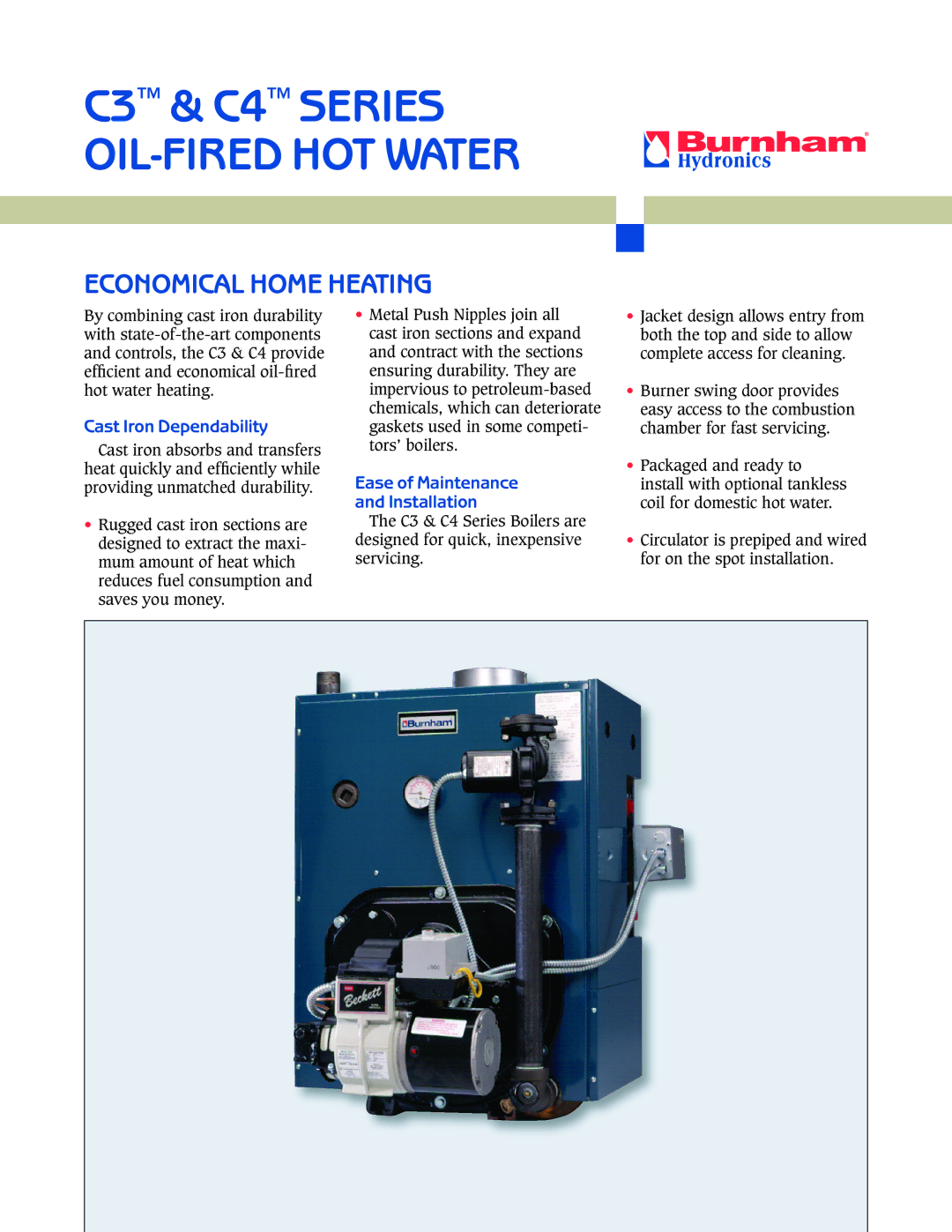 Burnham C3, C4 manual Cast Iron Dependability, Ease of Maintenance Installation 