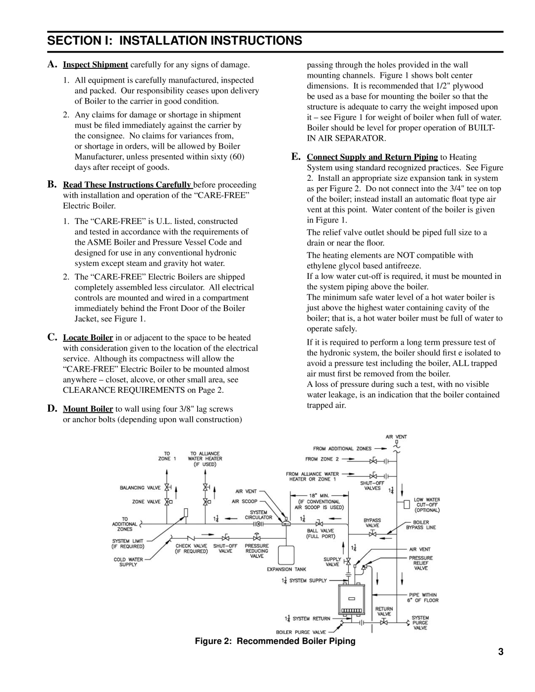 Burnham E4 manual Section I Installation Instructions 