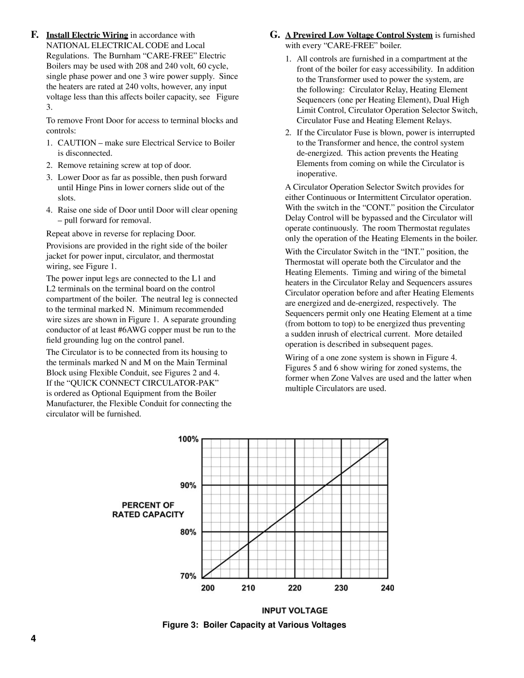 Burnham E4 manual Boiler Capacity at Various Voltages 