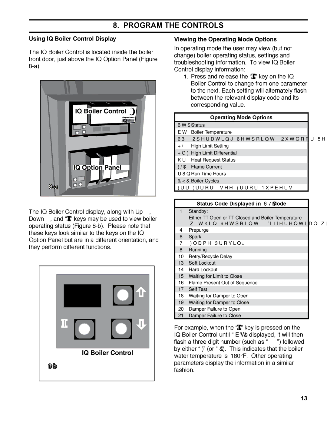 Burnham ES2 manual Program the Controls, Using IQ Boiler Control Display, Viewing the Operating Mode Options 