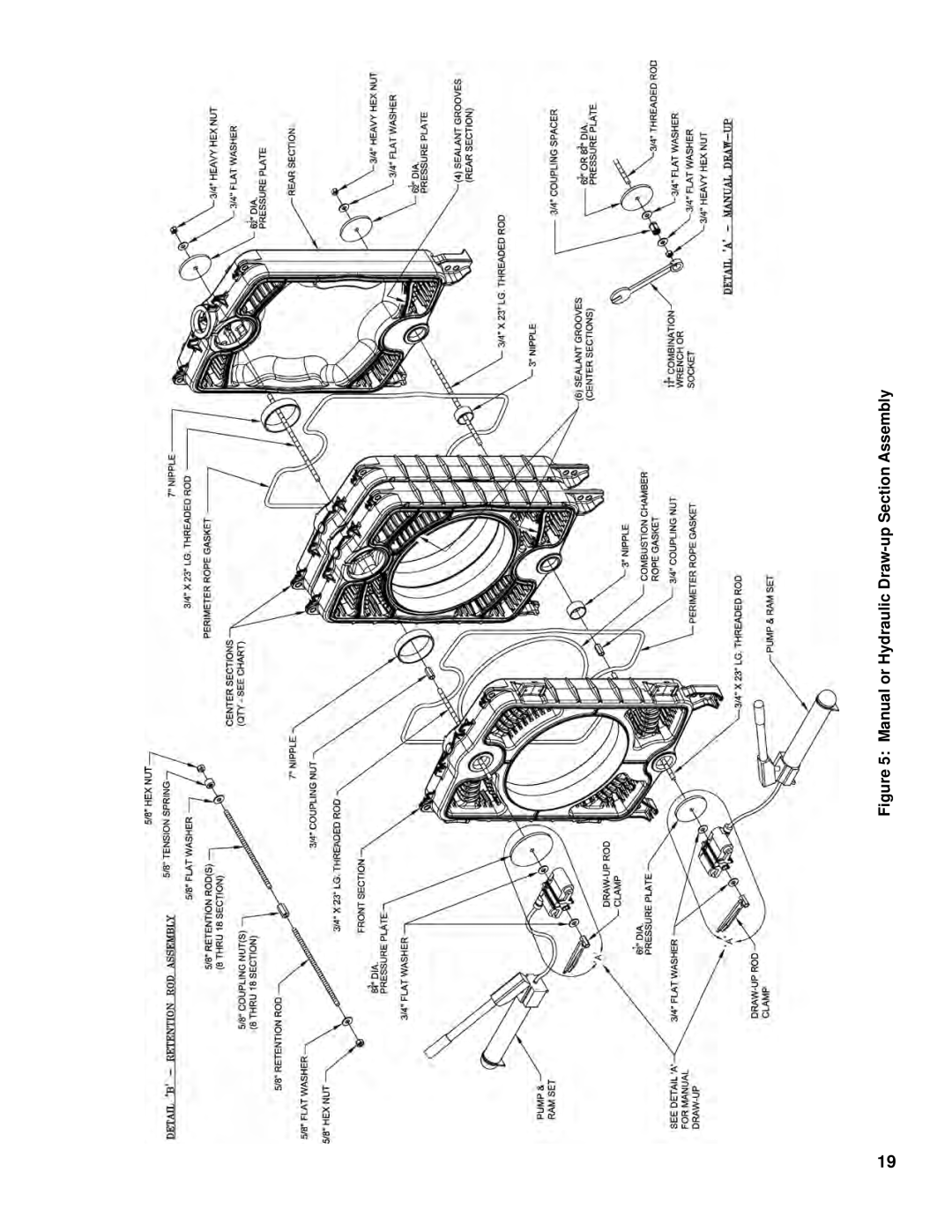 Burnham FM01FD00B manual Manual or Hydraulic Draw-up Section Assembly 