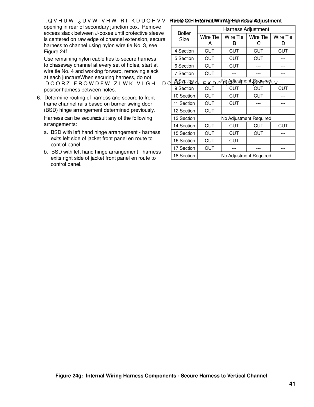 Burnham FM01FD00B manual Table IX Internal Wiring Harness Adjustment, ‘B’ ‘C’ ‘D’ 