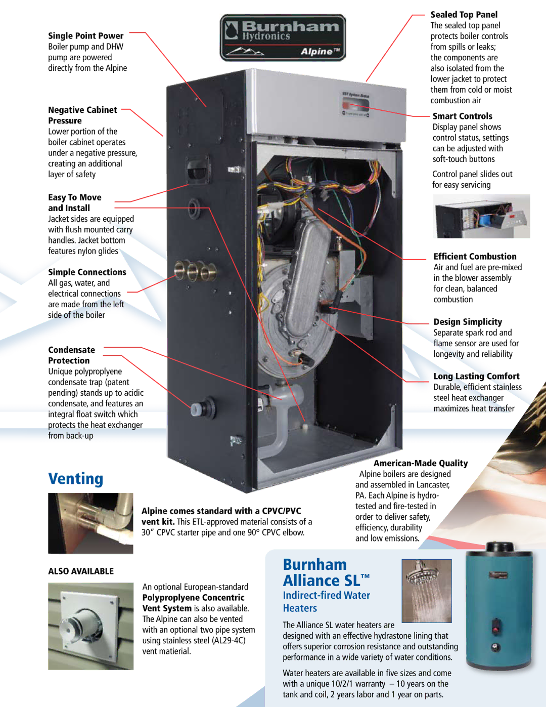 Burnham Condensing Stainless Steel, Gas-Fired manual Indirect-fired Water Heaters, Negative Cabinet Pressure 