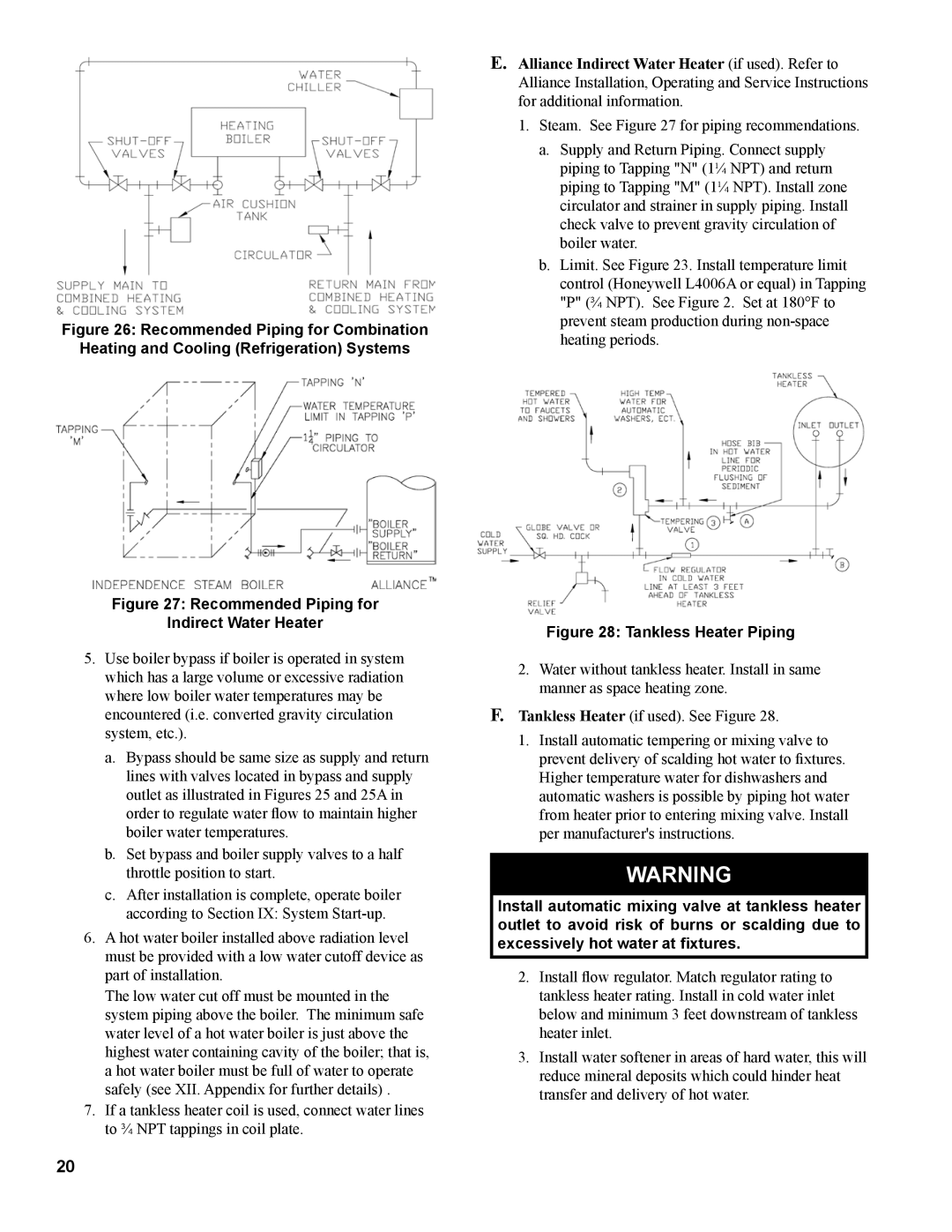 Burnham IN10 manual Recommended Piping for Indirect Water Heater 