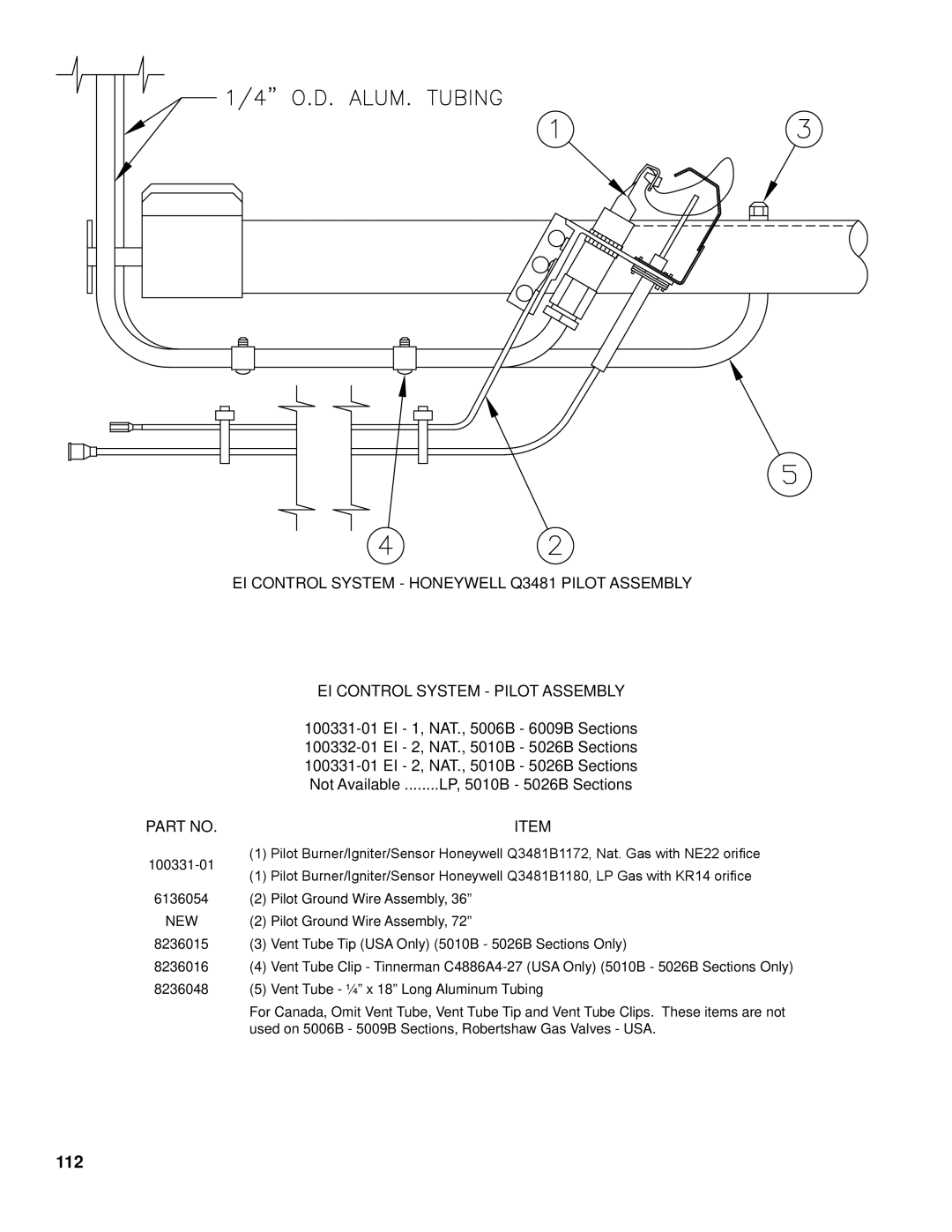 Burnham K50 manual 112, EI Control System Pilot Assembly 