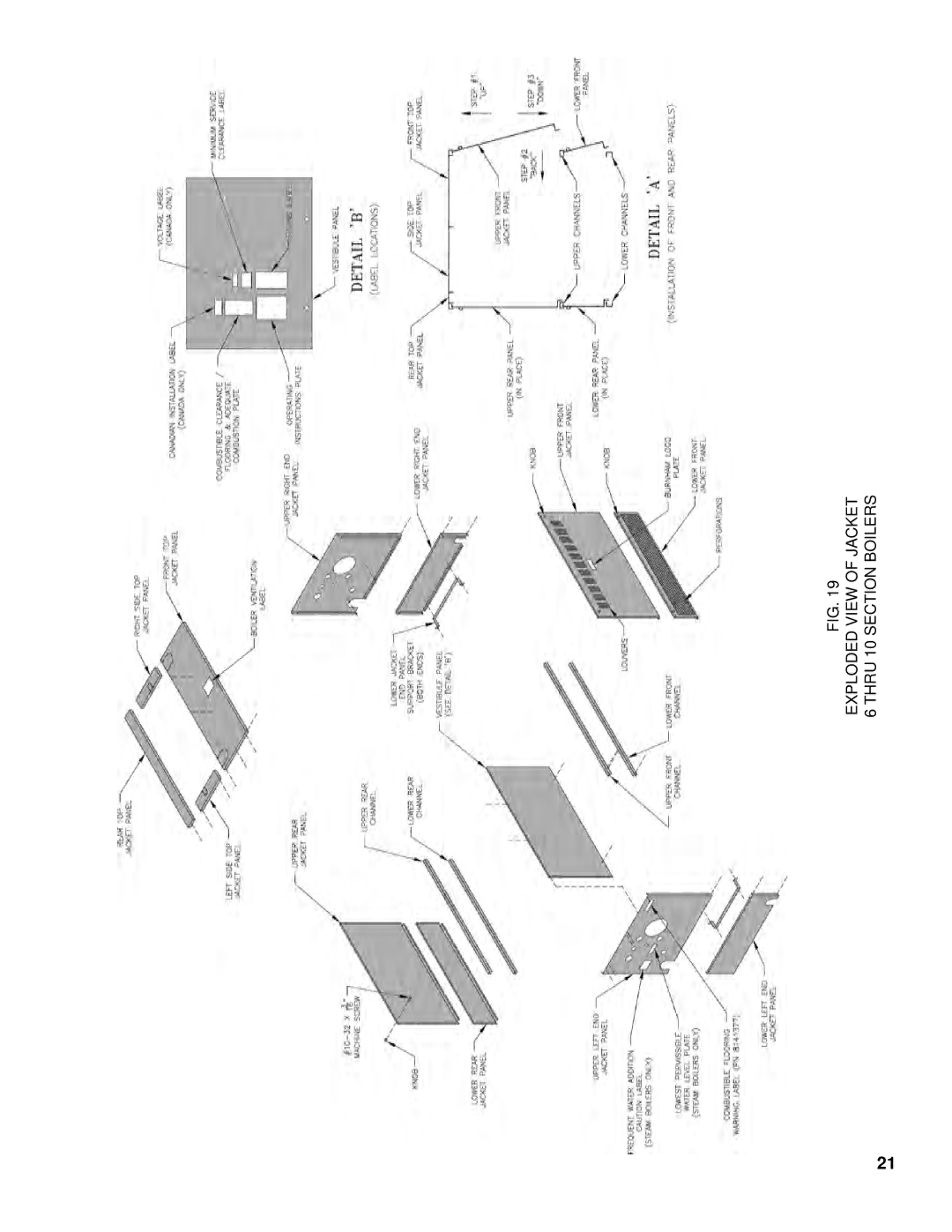 Burnham K50 manual Exploded View of Jacket 6 Thru 10 Section Boilers 