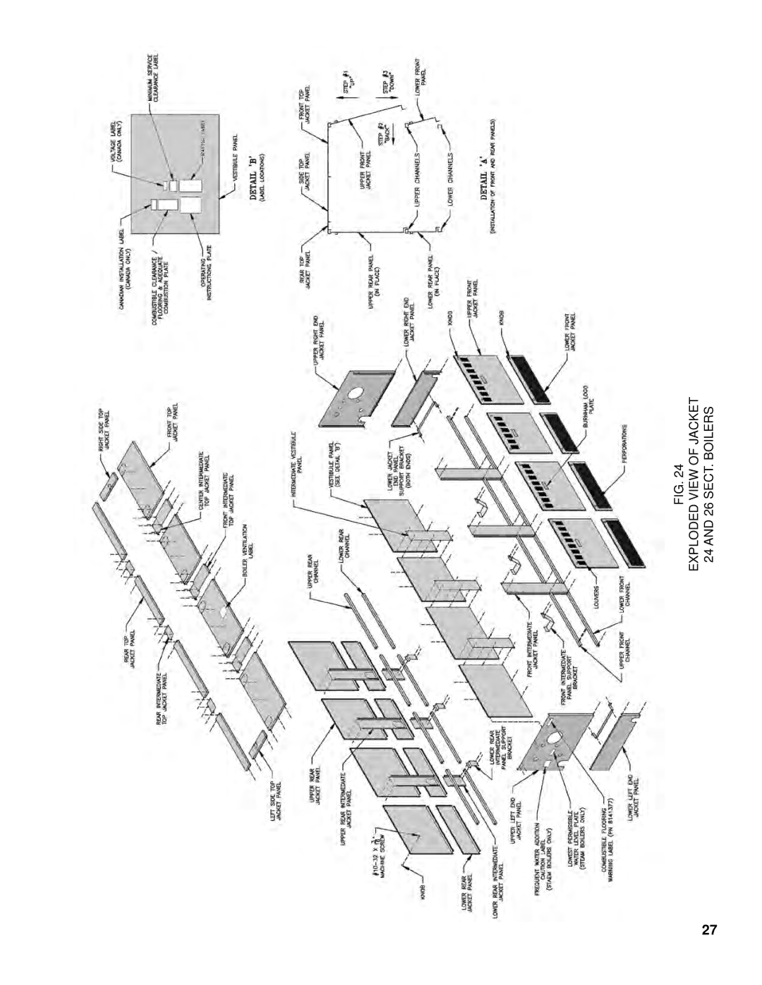 Burnham K50 manual Exploded View of Jacket 26 SECT. Boilers 