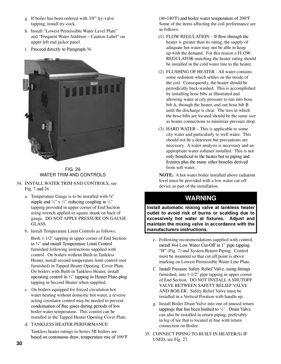 Burnham K50 manual Water Trim and Controls 