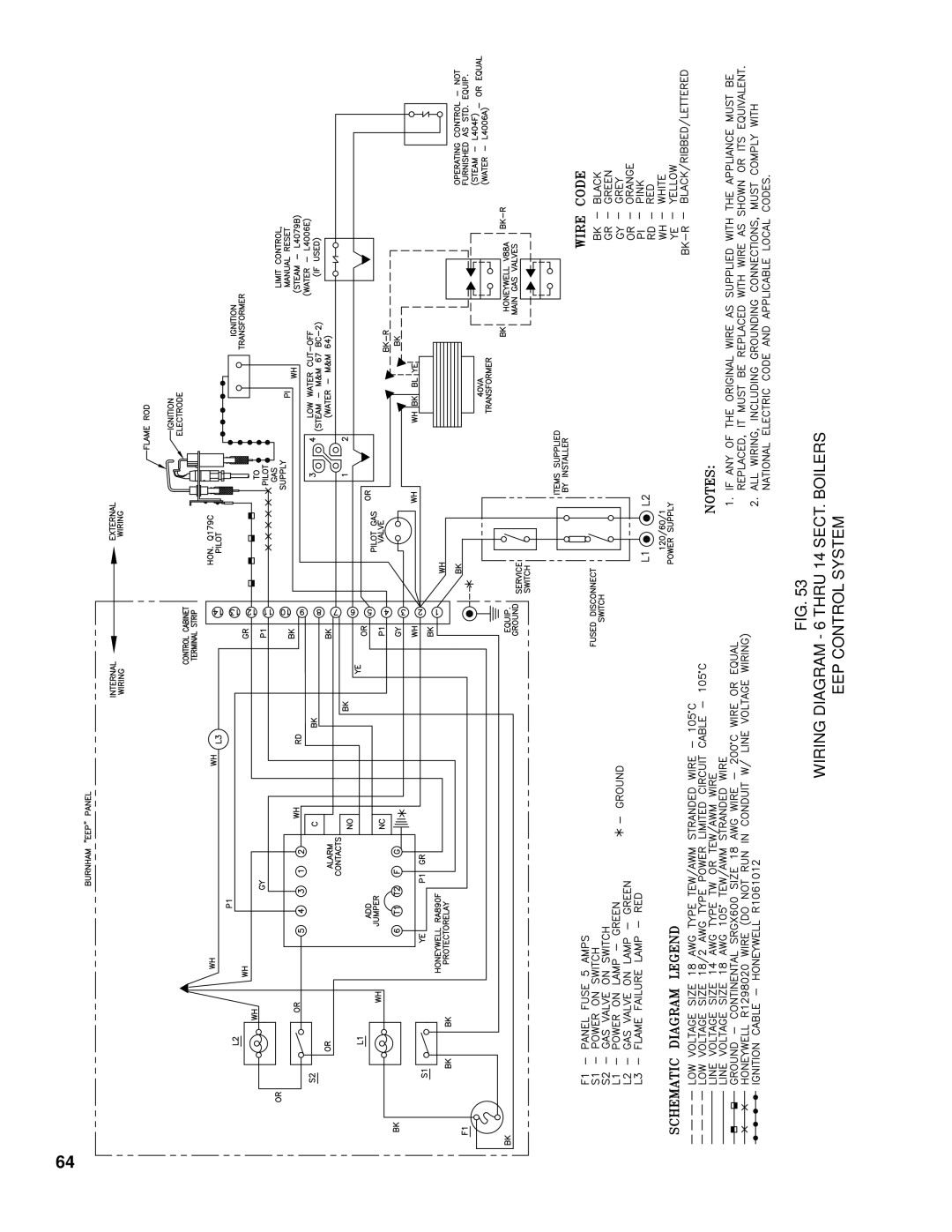 Burnham K50 manual Wiring Diagram 6 Thru 14 SECT. Boilers EEP Control System 