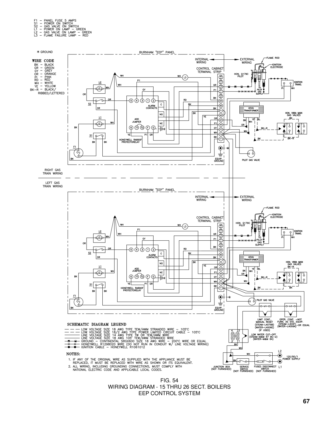 Burnham K50 manual Wiring Diagram 15 Thru 26 SECT. Boilers EEP Control System 