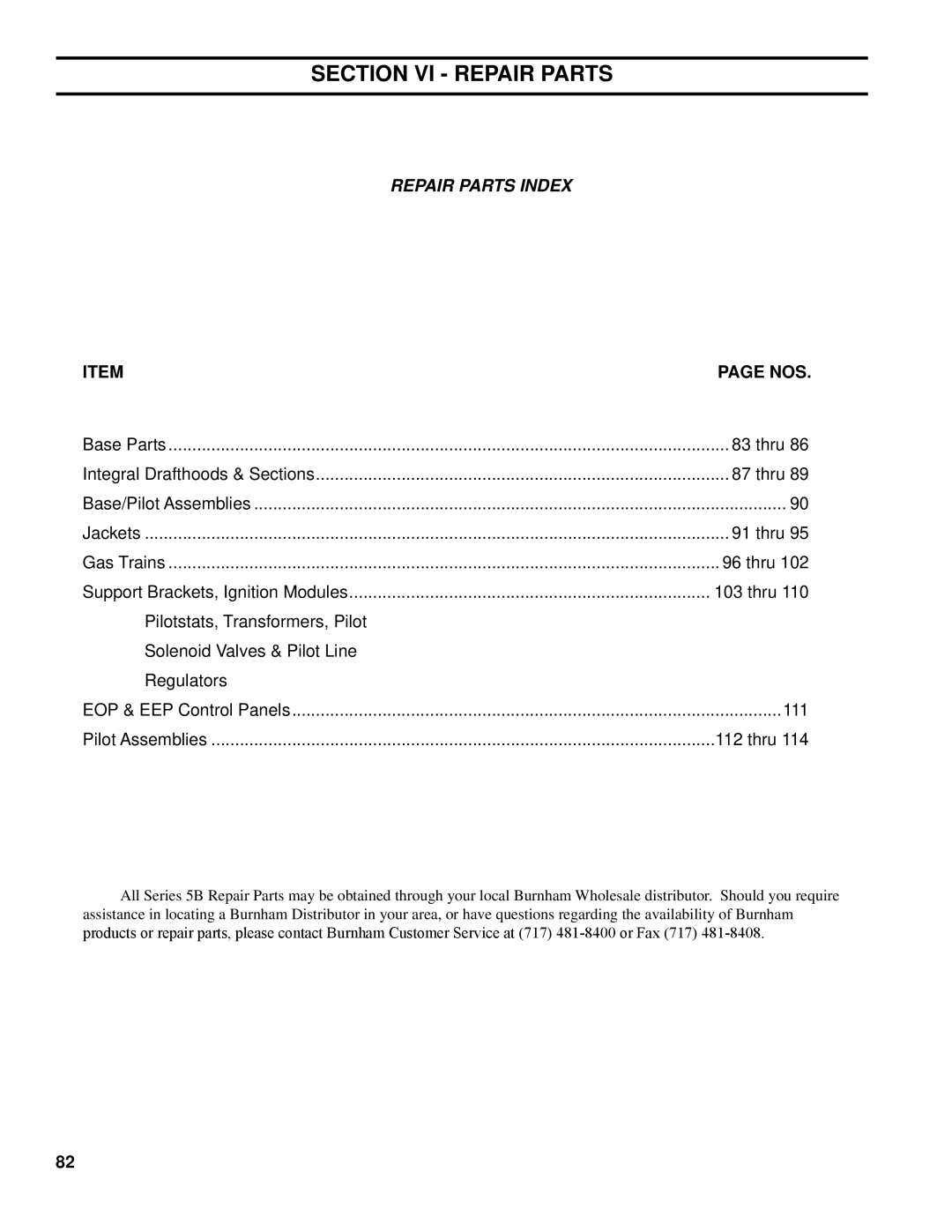 Burnham K50 manual Base Parts, Jackets 