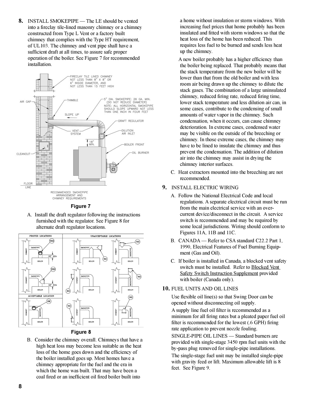 Burnham L7248 manual Install Electric Wiring, Fuel Units and OIL Lines 