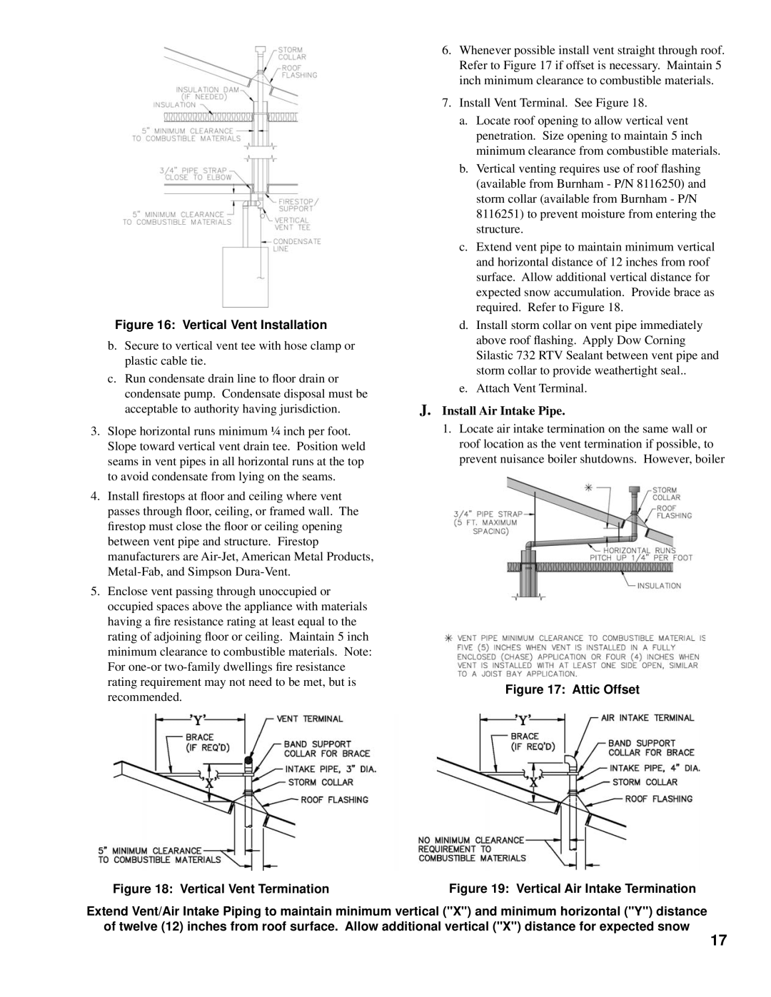 Burnham MMII manual Vertical Vent Installation, Install Air Intake Pipe 