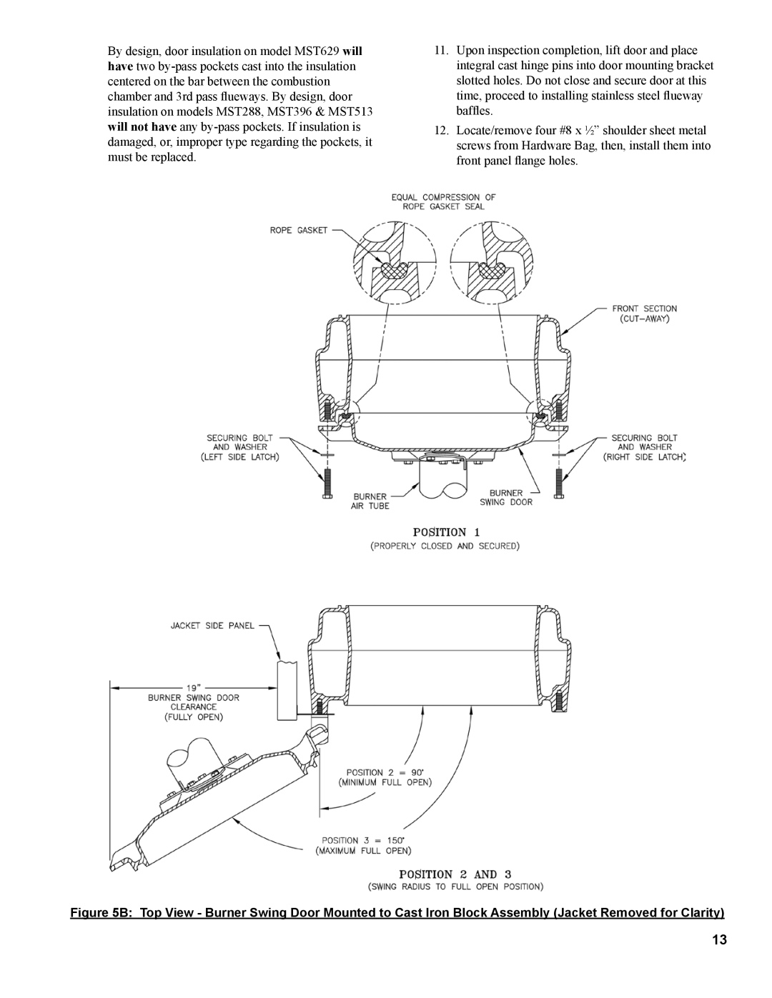 Burnham MST396, MST288, MST629, MST513 manual 