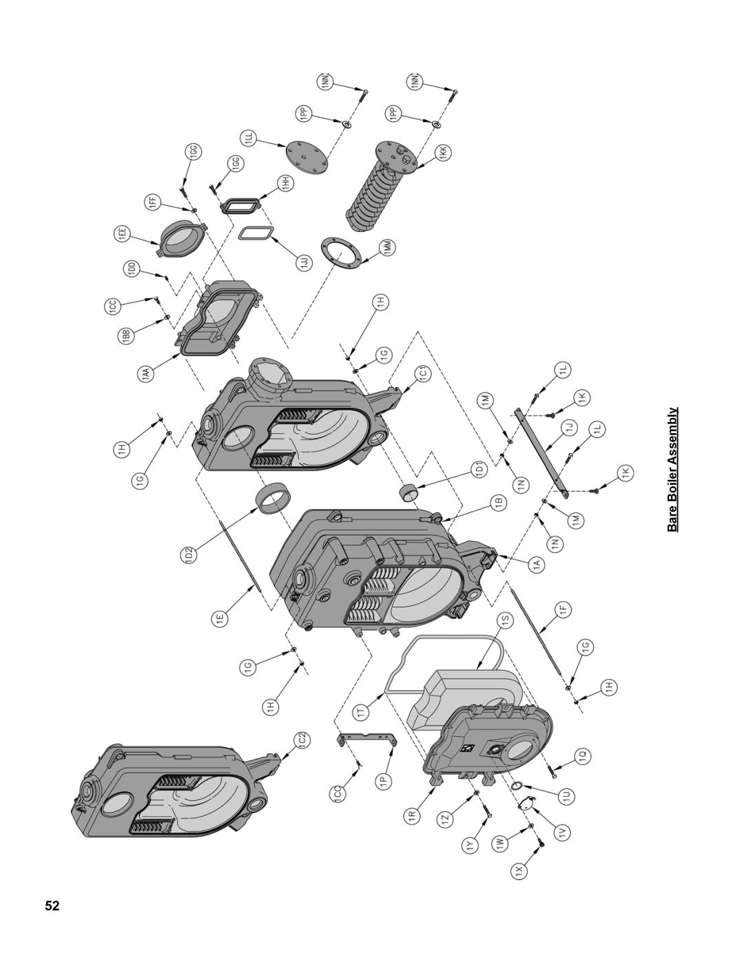 Burnham MST288, MST396, MST629, MST513 manual Bare Boiler Assembly 