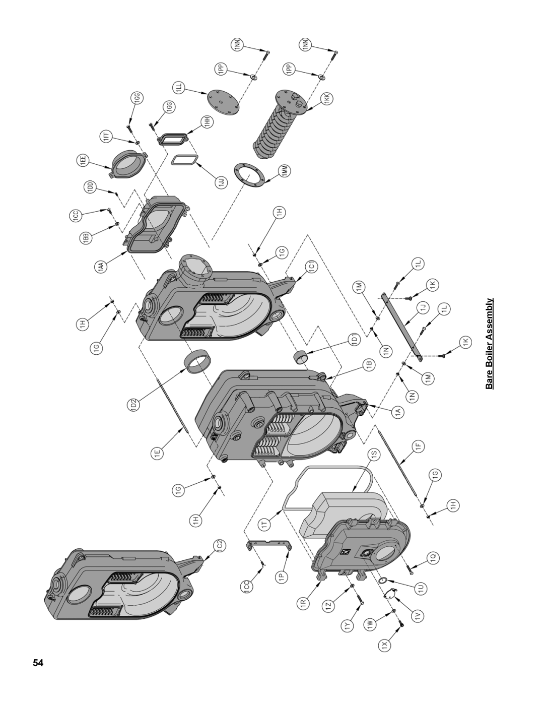 Burnham MST629, MST288, MST396, MST513 manual Bare Boiler Assembly 