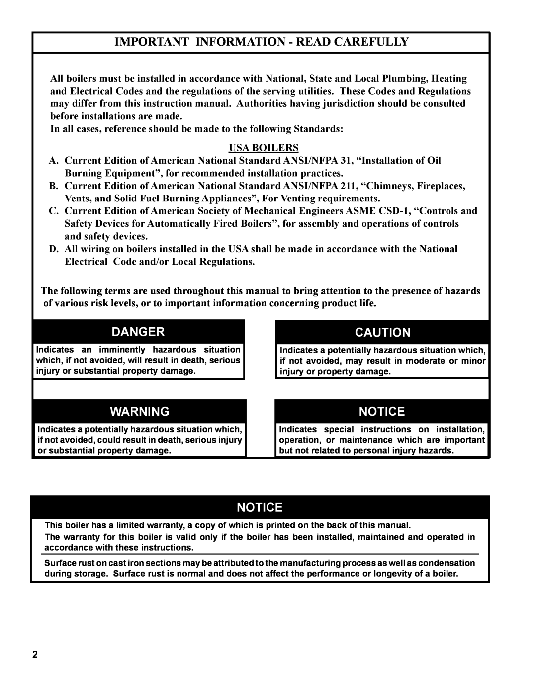 Burnham MST629, MST288, MST396, MST513 manual Important Information - Read Carefully, Danger 