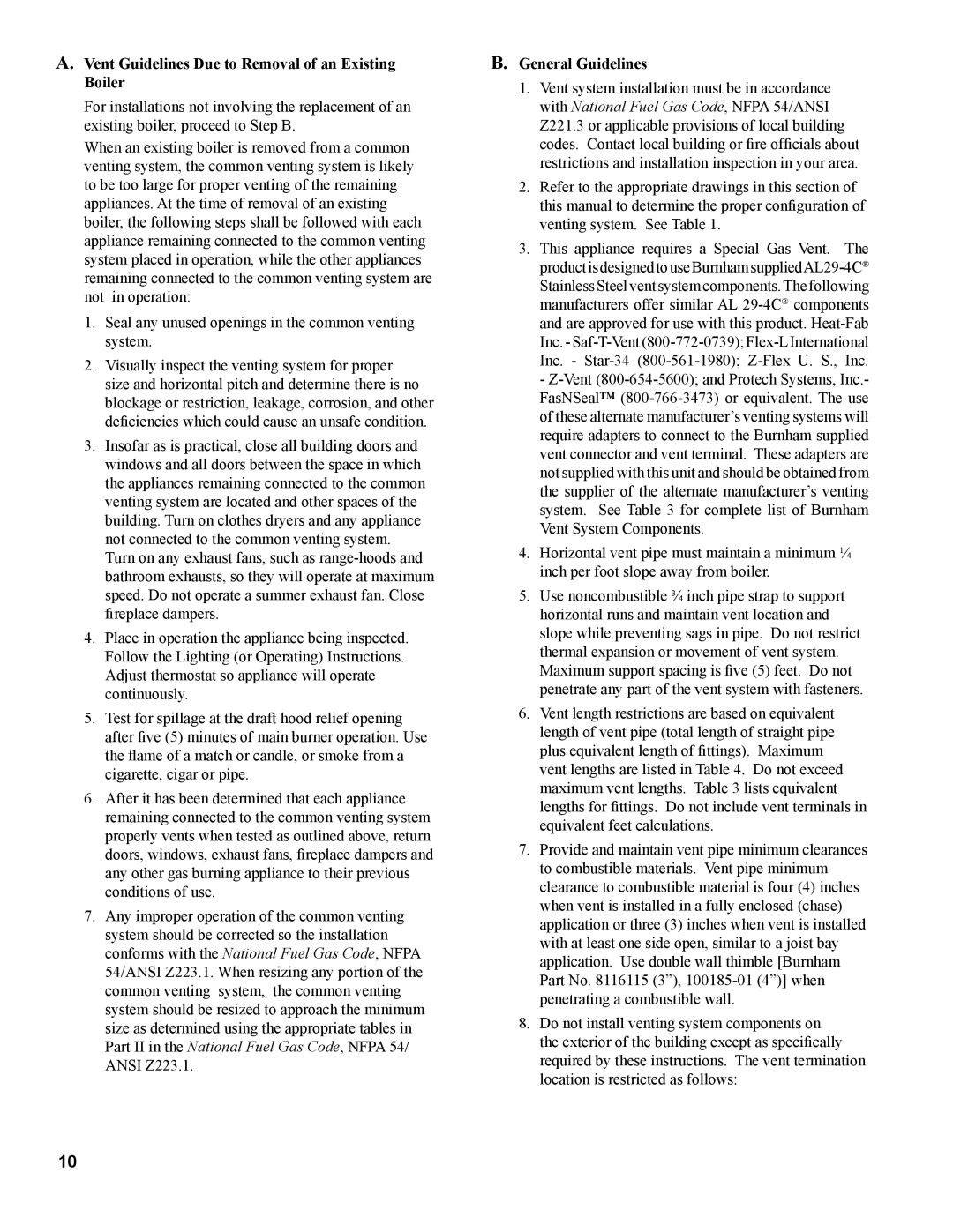 Burnham PVG manual Vent Guidelines Due to Removal of an Existing Boiler, General Guidelines 