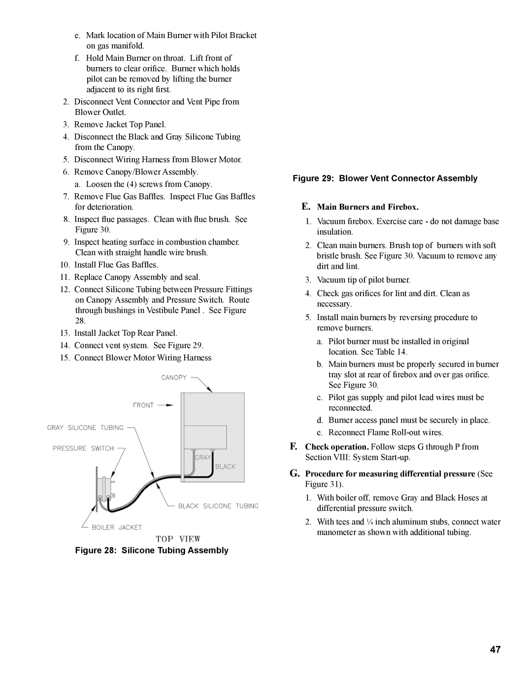 Burnham PVG manual Main Burners and Firebox, Procedure for measuring differential pressure See Figure 