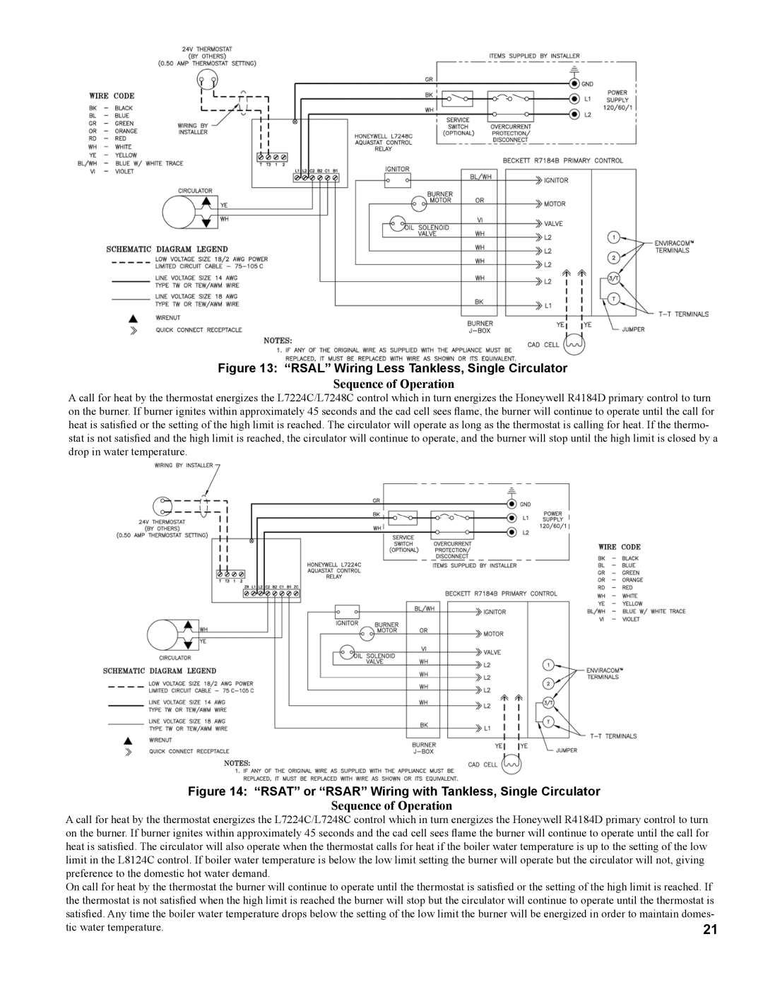 Burnham RSA manual Rsal Wiring Less Tankless, Single Circulator 