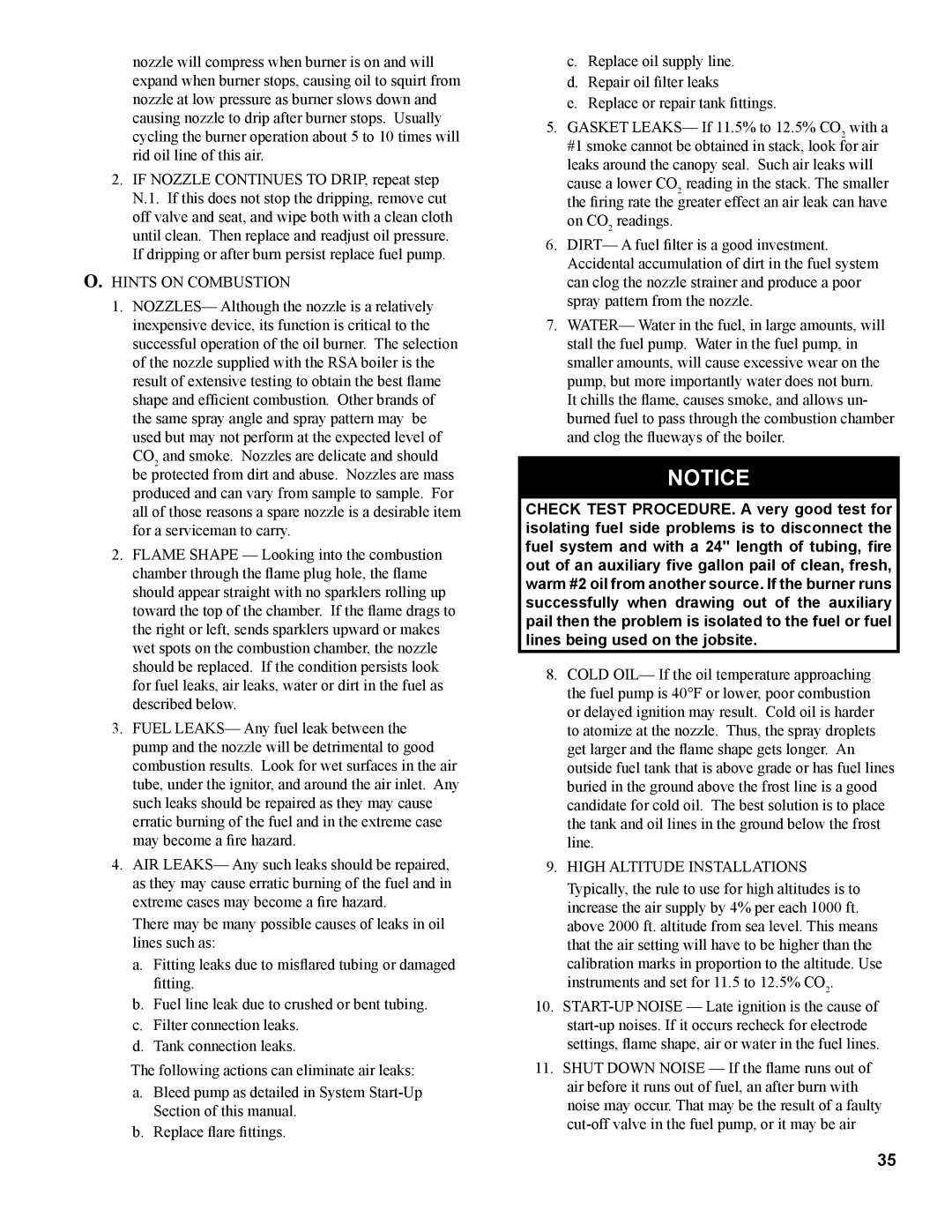 Burnham RSA manual Hints on Combustion, High Altitude Installations 