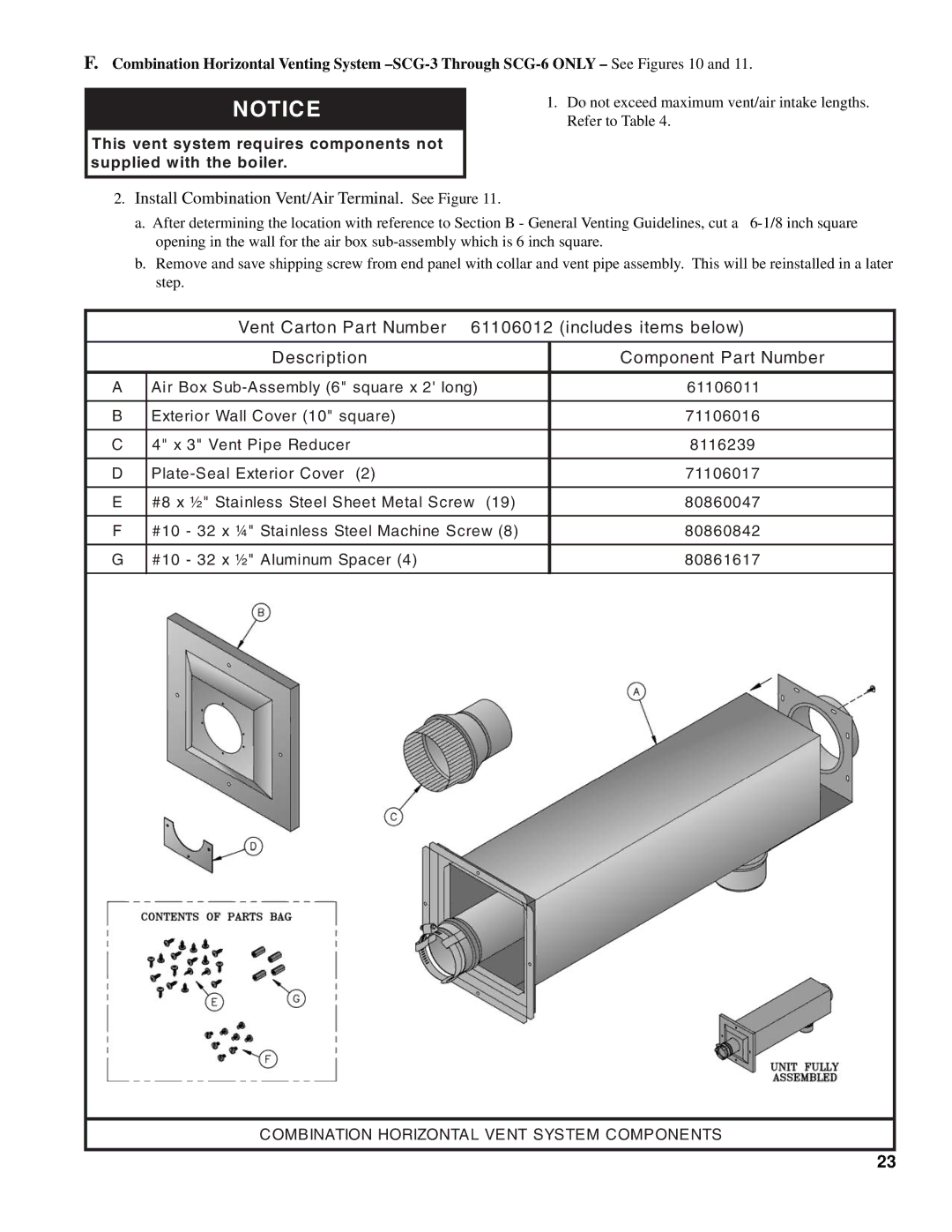 Burnham SCG manual Install Combination Vent/Air Terminal. See Figure 