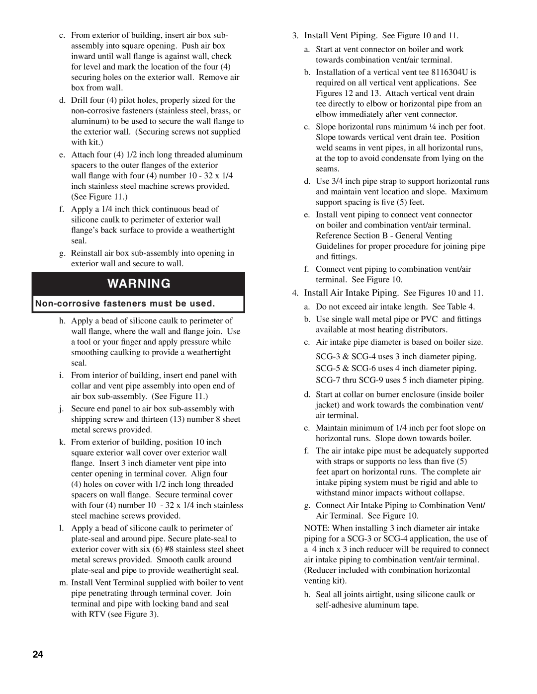 Burnham SCG manual Install Air Intake Piping. See Figures 10 