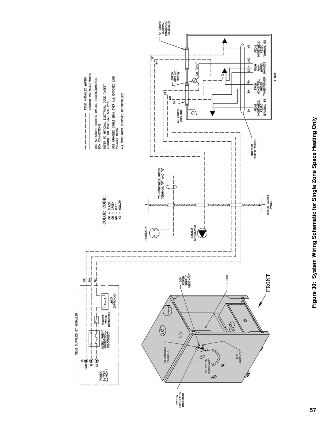 Burnham SCG manual System Wiring Schematic for Single Zone Space Heating Only 