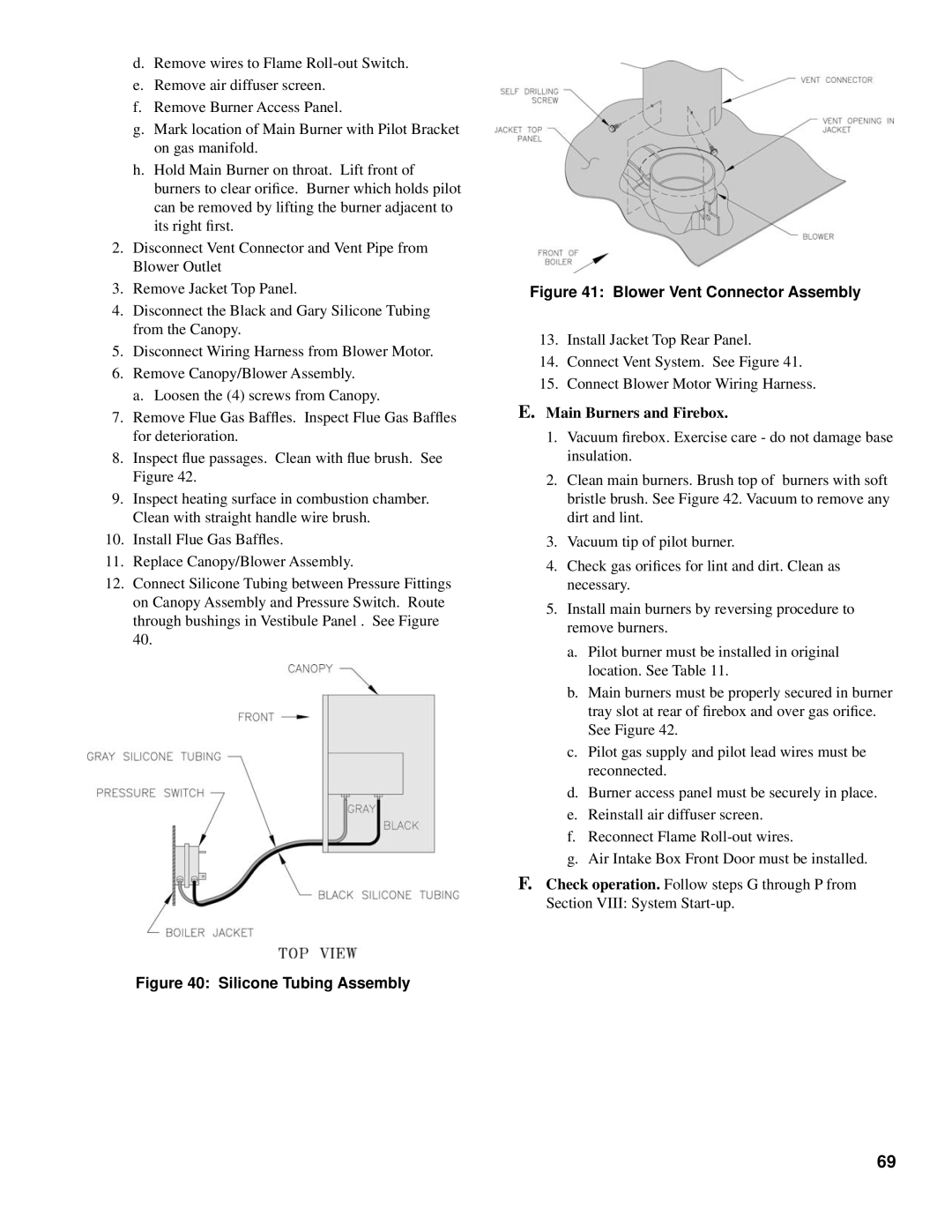 Burnham SCG manual Silicone Tubing Assembly, Main Burners and Firebox 