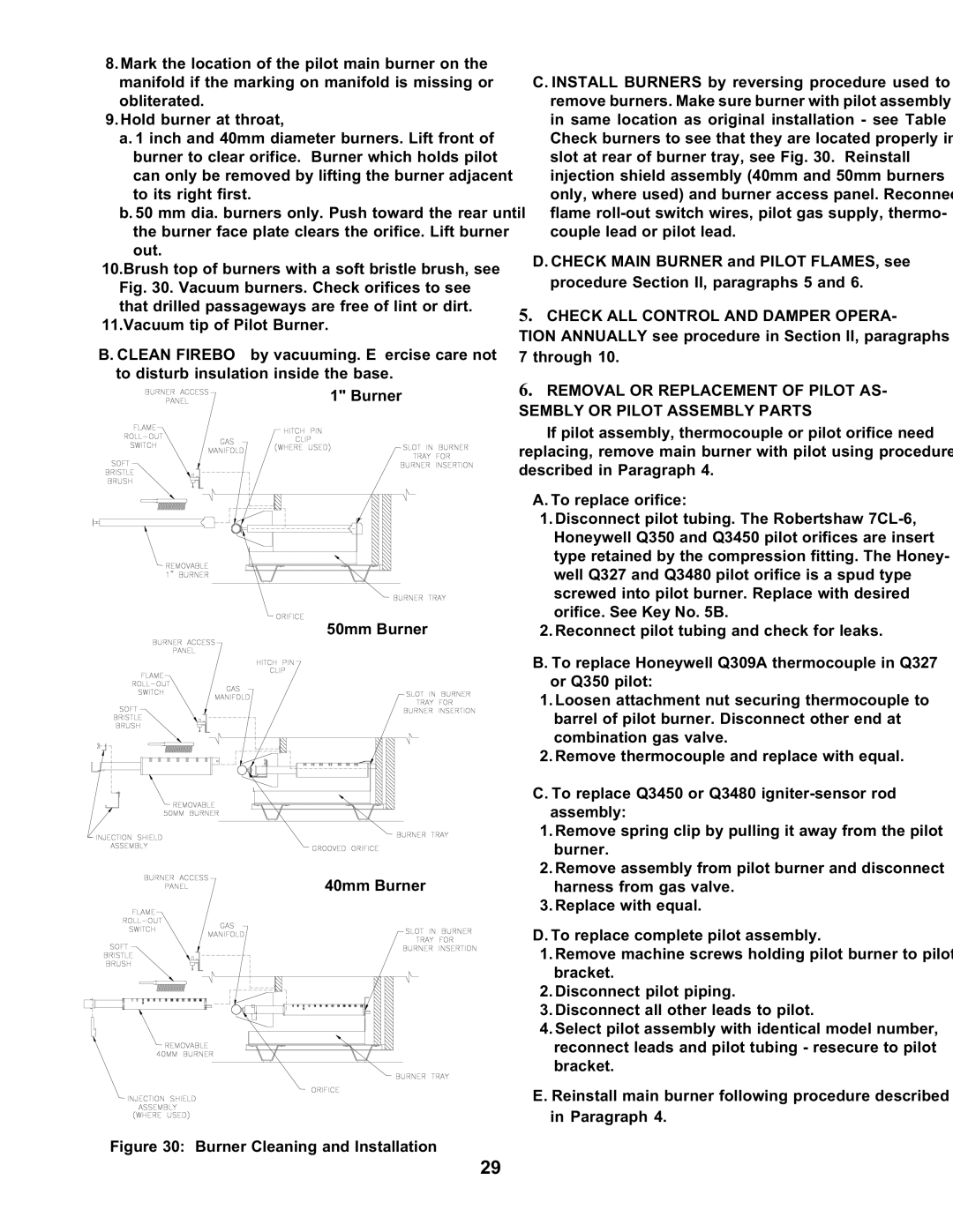 Burnham SERIES 2 manual Burner Cleaning and Installation 