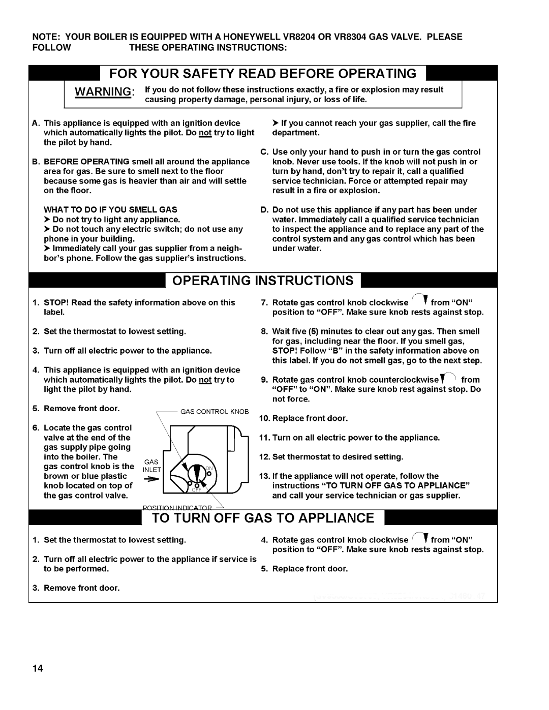 Burnham SM-6 manual Follow These Operating Instructions 