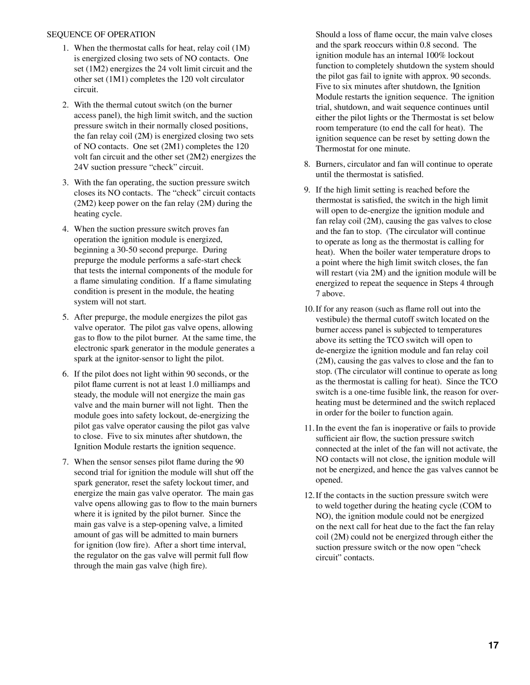 Burnham SM-6 manual Sequence of Operation 