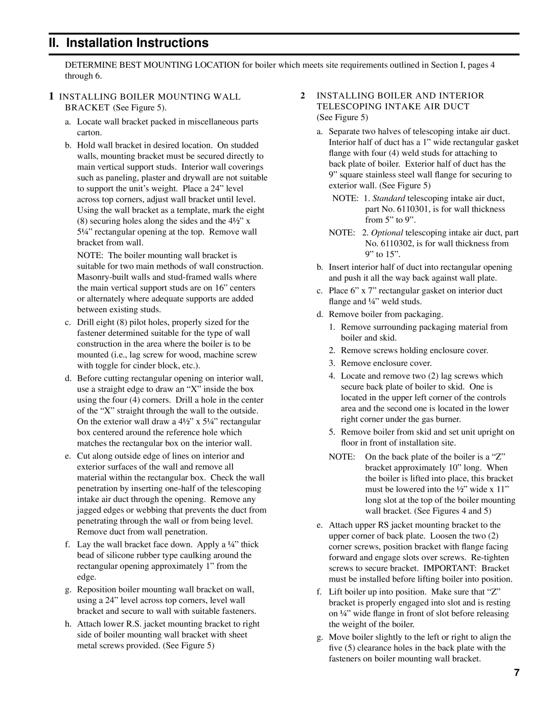 Burnham SM-6 manual II. Installation Instructions 